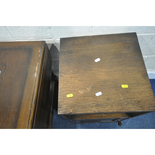 1233 - A 20TH CENTURY OAK BLANKET CHEST, width 92cm x depth 45cm x height 67cm, a two tier drop leaf table,... 