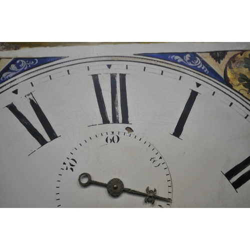 1236 - AN EARLY 19TH CENTURY OAK EIGHT DAY LONGCASE CLOCK, with three brass bird finials, twin turned suppo... 