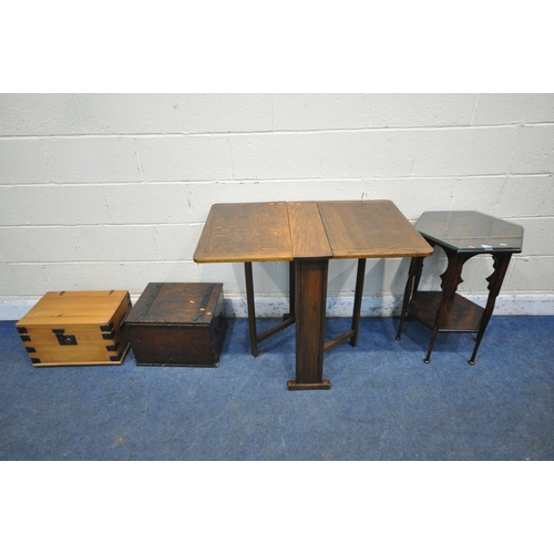 1320 - AN ARTS AND CRAFTS STYLE HEXAGONAL MOORISH TABLE, on cylindrical tapered legs, diameter 51cm x heigh... 