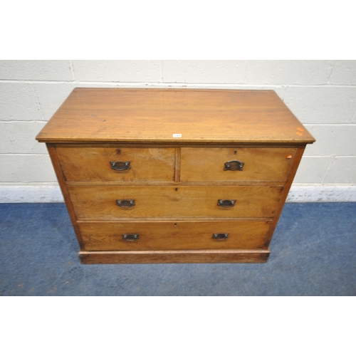 1324 - AN EARLY 20TH CENTURY WALNUT CHEST OF TWO SHORT OVER TWO LONG DRAWERS, width 107cm x depth 53cm x he... 