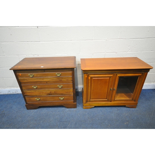 1325 - A 20TH CENTURY MAHOGANY CHEST OF THREE DRAWERS, width 92cm x depth 46cm x height 81cm, along with a ... 