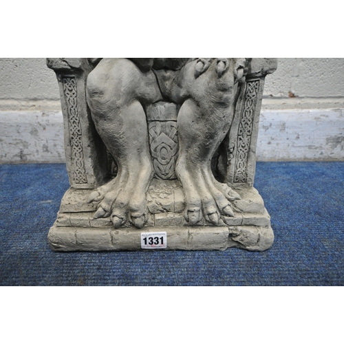 1331 - A MODERN COMPOSITE GROTESQUE FIGURE, seated on a throne, width 30cm x depth 20cm x height 48cm (cond... 