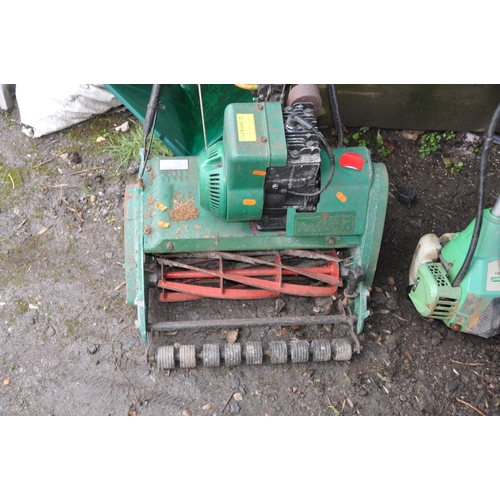 1028 - A VINTAGE SUFFOLK PUNCH 43s PETROL LAWN MOWER with grass box and a Florabest FBS43A1 petrol strimmer... 