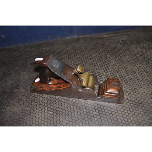 1051 - A VINTAGE STEEL FOOTED SMOOTHING PLANE with wooden body with J.Davidson stamped in two places, a Rob... 