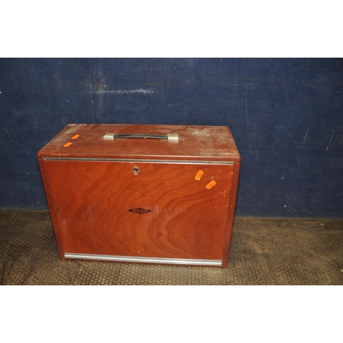 1057 - A NESLEIN ENGINEERS TOOLCHEST with a mahogany cabinet, lift off front concealing eight internal draw... 