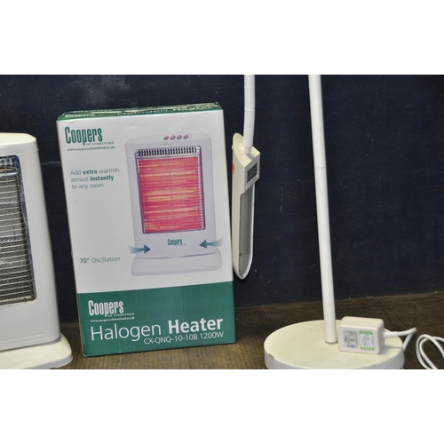 1069 - TWO COOPERS HALOGEN HEATERS (one brand new sealed in box) and a 'The Daylight Company' work light (b... 