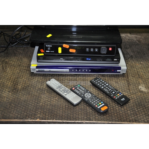 1087 - A TOSHIBA REGZA 32AV633D 32in TV with remote, a Goodman's Freeview box with remote, a Logik DVD play... 