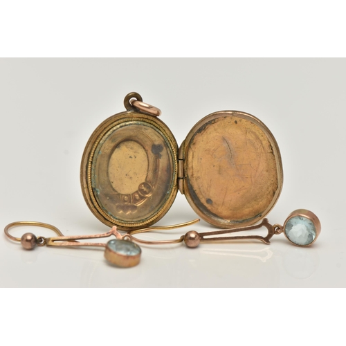 38 - TWO ITEMS OF LATE 19TH TO EARLY 20TH CENTURY JEWELLERY, to include a pair of blue paste drop earring... 