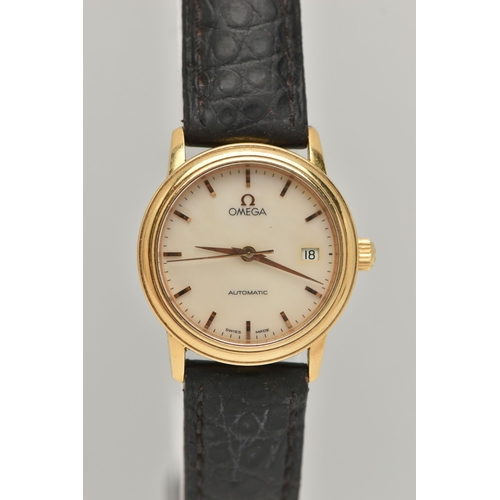 44 - A LADIES 'OMEGA' WRISTWATCH, automatic movement, round mother of pearl dial signed 'Omega Automatic'... 