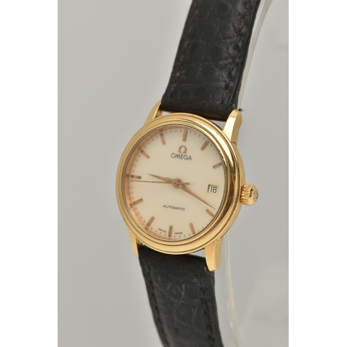 44 - A LADIES 'OMEGA' WRISTWATCH, automatic movement, round mother of pearl dial signed 'Omega Automatic'... 