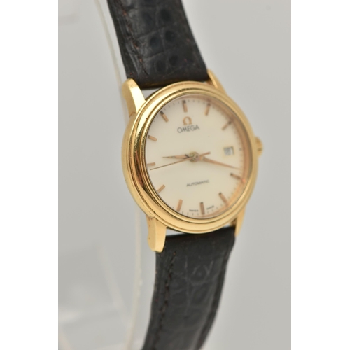 44 - A LADIES 'OMEGA' WRISTWATCH, automatic movement, round mother of pearl dial signed 'Omega Automatic'... 