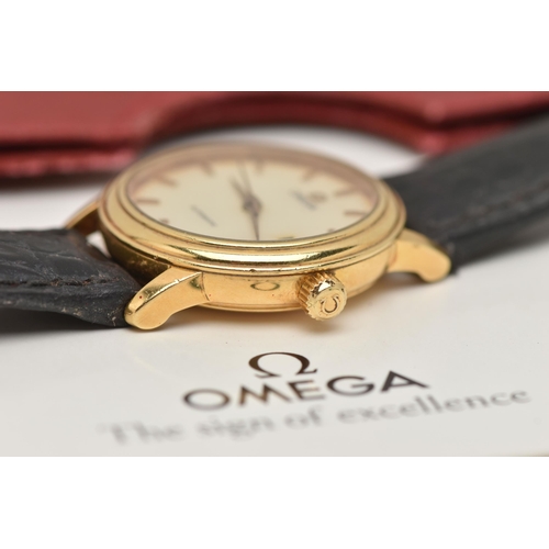 44 - A LADIES 'OMEGA' WRISTWATCH, automatic movement, round mother of pearl dial signed 'Omega Automatic'... 