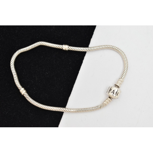 59 - A 'PANDORA' SNAKE BRACELET, fitted with a signed 'Pandora' clasp, stamped S925 ALE, approximate gros... 