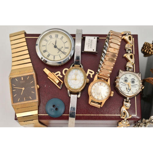 121 - AN ASSORTMENT OF WRISTWATCHES, seven wristwatches, names to include Seiko, Ingersoll, Incabloc and E... 