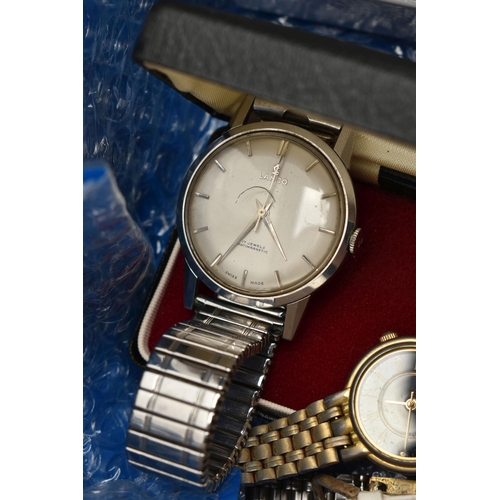 129 - A SELECTION OF LADIES AND GENTS WRISTWATCHES, to include a gents manual wind 'Lanco' stainless steel... 