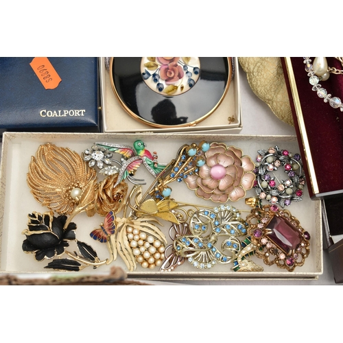 138 - A BOX OF ASSORTED COSTUME JEWELLERY AND ITEMS, to include beaded necklaces, chains, cufflinks, earri... 