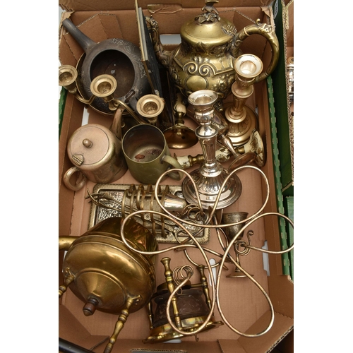 143 - THREE BOXES OF ASSORTED ITEMS, to include silver plate table ware, an assortment of hip flasks, a nu... 