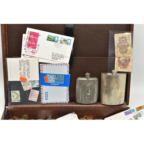 144 - A REMPLOY LARGE BRIEFCASE WITH MIXED COINAGE, to include a small parcel of mixed silver coins, and a... 