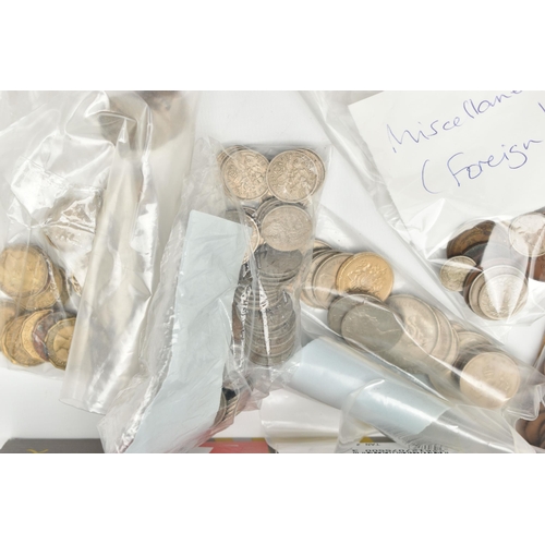 148 - A SMALL CARDBOARD BOX OF UK COINS AND COMMEMORATIVES, to Include approximately 150 grams of Silver c... 