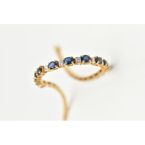 64 - A SAPPHIRE AND DIAMOND BRACELET, designed as a central section of ten oval cut sapphires interspaced... 