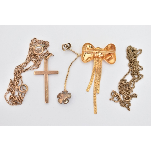 77 - SMALL ASSORTMENT OF JEWELLERY, to include a polished 9ct gold cross pendant, hallmarked 9ct Birmingh... 