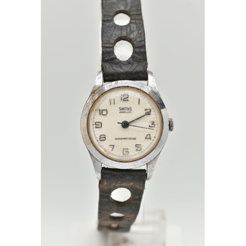 96 - TWO GENTS WRISTWATCHES, the first a manual wind 'Smiths Jewelled' watch, round white dial, Arabic nu... 