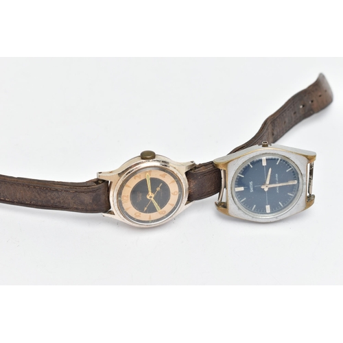 99 - TWO GENTS 'SMITHS' WATCHES, the first with manual wind, round two tone black and gold dial, signed '... 