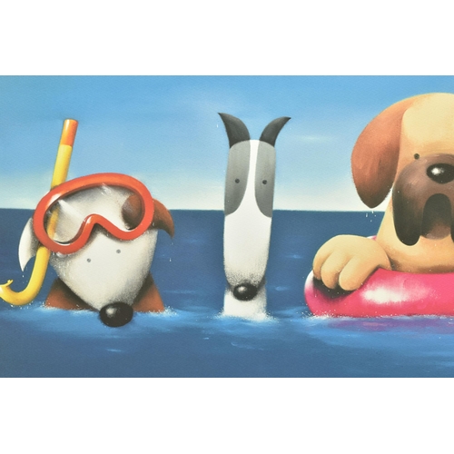 325 - DOUG HYDE (BRITISH 1972) 'DOGGIE PADDLE' a limited edition print on paper, depicting dogs in the sea... 