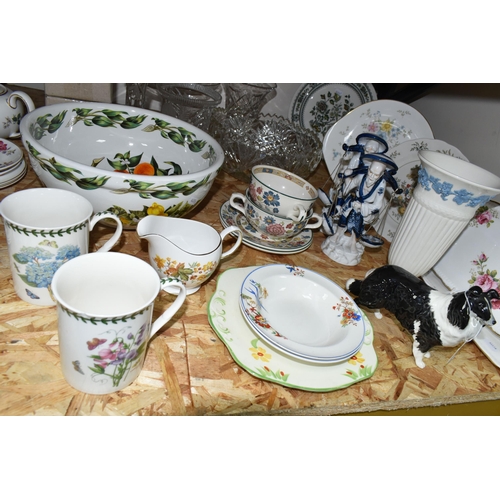 335 - A GROUP OF CERAMICS AND GLASSWARES, comprising a Beswick 'Sheep Dog' 1792, a large Portmeirion 'Oran... 