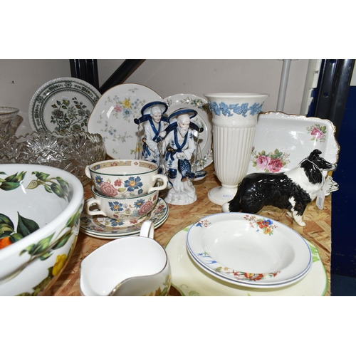 335 - A GROUP OF CERAMICS AND GLASSWARES, comprising a Beswick 'Sheep Dog' 1792, a large Portmeirion 'Oran... 