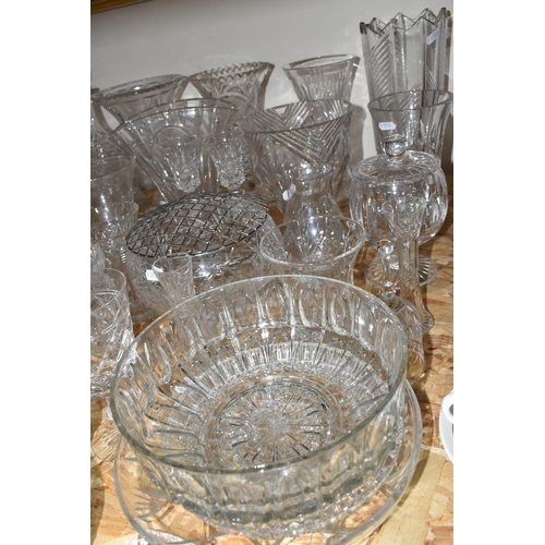 337 - A LARGE QUANTITY OF CUT CRYSTAL AND GLASSWARE, comprising a  Waterford Crystal miniature mantel cloc... 