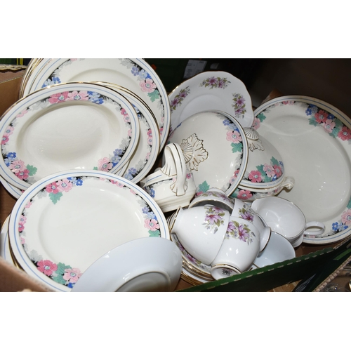 341 - THREE BOXES OF CERAMICS AND GLASSWARE, to include nine cut glass grapefruit dishes, Doulton Crystal ... 