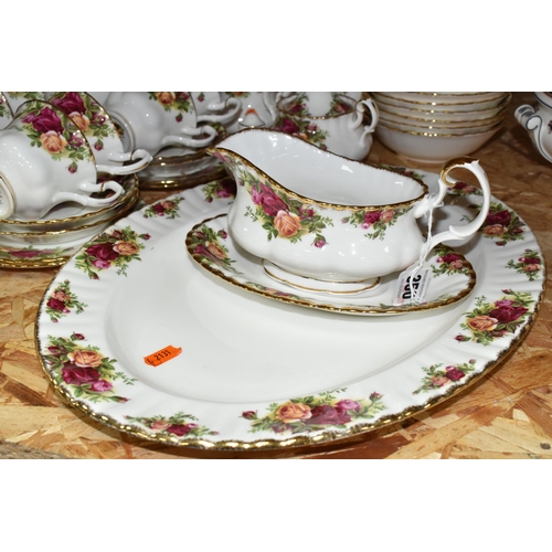 350 - A FIFTY SEVEN PIECE ROYAL ALBERT 'OLD COUNTRY ROSES' DINNER SERVICE, comprising a meat plate, a sauc... 