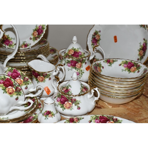 350 - A FIFTY SEVEN PIECE ROYAL ALBERT 'OLD COUNTRY ROSES' DINNER SERVICE, comprising a meat plate, a sauc... 