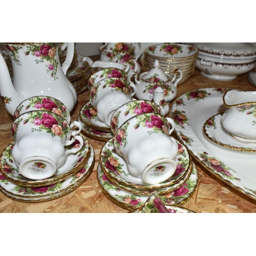 350 - A FIFTY SEVEN PIECE ROYAL ALBERT 'OLD COUNTRY ROSES' DINNER SERVICE, comprising a meat plate, a sauc... 