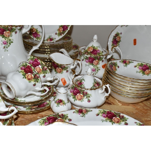 350 - A FIFTY SEVEN PIECE ROYAL ALBERT 'OLD COUNTRY ROSES' DINNER SERVICE, comprising a meat plate, a sauc... 