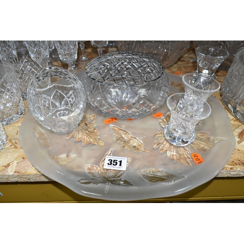 351 - A QUANTITY OF CUT CRYSTAL AND OTHER GLASSWARE, to include seven sets or part sets of drinking glasse... 