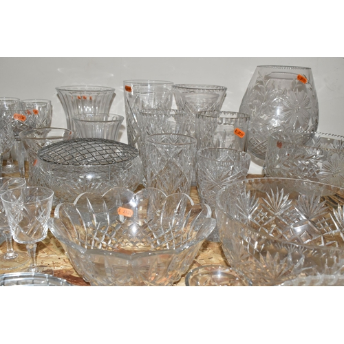 351 - A QUANTITY OF CUT CRYSTAL AND OTHER GLASSWARE, to include seven sets or part sets of drinking glasse... 