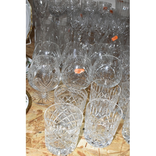 351 - A QUANTITY OF CUT CRYSTAL AND OTHER GLASSWARE, to include seven sets or part sets of drinking glasse... 