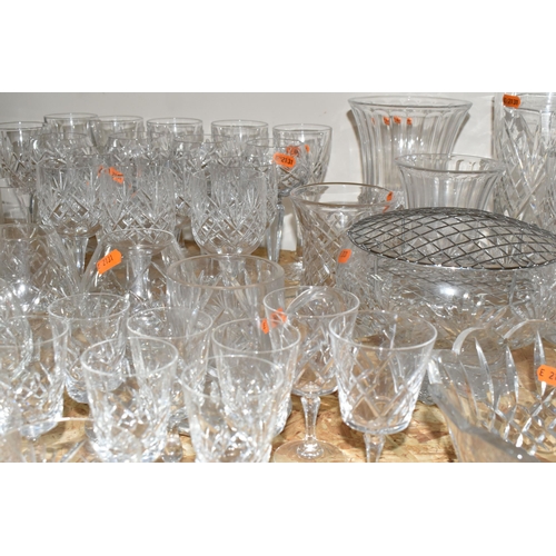 351 - A QUANTITY OF CUT CRYSTAL AND OTHER GLASSWARE, to include seven sets or part sets of drinking glasse... 