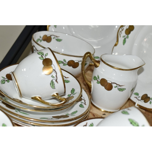 352 - A TWENTY EIGHT PIECE ROYAL ALBERT CROWN CHINA 1920s TEA SET, pattern no 4795, with gilt fruit on pri... 