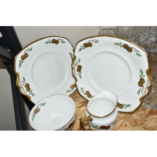 352 - A TWENTY EIGHT PIECE ROYAL ALBERT CROWN CHINA 1920s TEA SET, pattern no 4795, with gilt fruit on pri... 