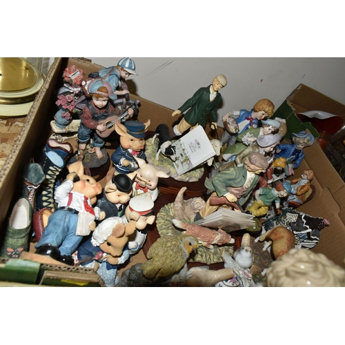 354 - TWO BOXES AND LOOSE COLLECTORS PLATES, FIGURES AND ORNAMENTS, to include a Beswick New Forest Pony '... 