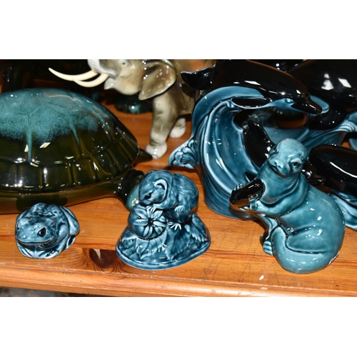 360 - A COLLECTION OF POOLE POTTERY AND BLUE MOUNTAIN POTTERY ANIMALS, comprising a large Blue Mountain Po... 