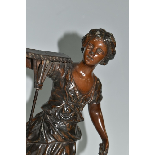 377 - TWO FRENCH BRONZED SPELTER FIGURES, comprising La Premiere Cueillée and La Glaneuse, height of talle... 