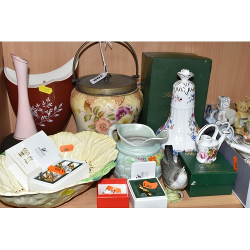 398 - A COLLECTION OF CERAMICS, ORNAMENTS, SWAROVSKI CRYSTAL AND METALWARE, to include a small Doulton Lam... 