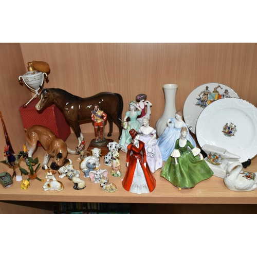 412 - A GROUP OF CERAMIC FIGURES, ETC, to include a Beswick Arab 'Bahrain' model no 1771 (both ears chippe... 