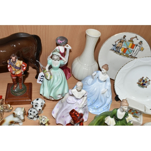 412 - A GROUP OF CERAMIC FIGURES, ETC, to include a Beswick Arab 'Bahrain' model no 1771 (both ears chippe... 