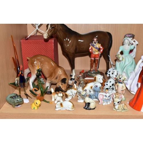 412 - A GROUP OF CERAMIC FIGURES, ETC, to include a Beswick Arab 'Bahrain' model no 1771 (both ears chippe... 