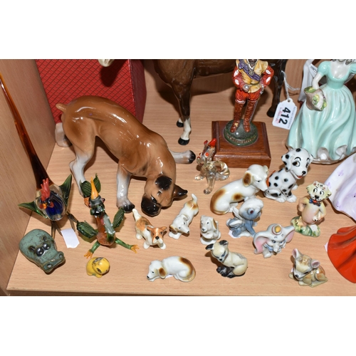 412 - A GROUP OF CERAMIC FIGURES, ETC, to include a Beswick Arab 'Bahrain' model no 1771 (both ears chippe... 